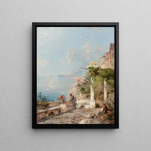 Sorrente sur la baie de Naples - Franz Richard Unterberger — framed artwork on a wall