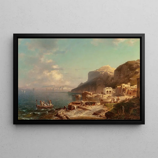The Port of Capri - Franz Richard Unterberger — framed artwork on a wall