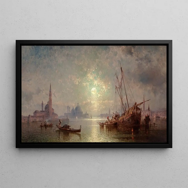 Venice view of San Giorgio Maggiore - Franz Richard Unterberger — framed artwork on a wall