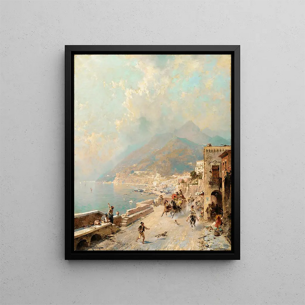 View of Amalfi - Franz Richard Unterberger — framed artwork on a wall