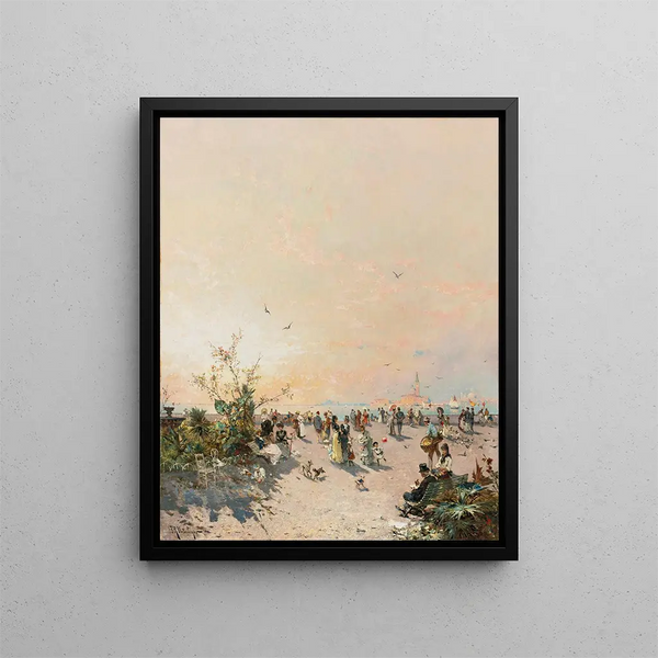 View of Venice from the Public Gardens - Franz Richard Unterberger — framed artwork on a wall