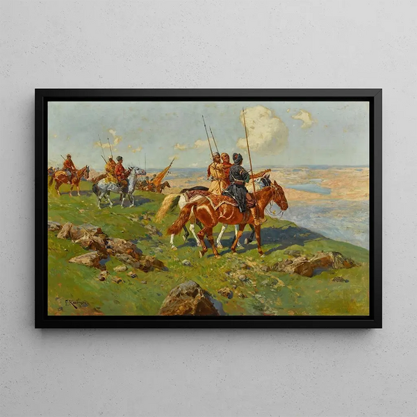 Cavalry of Circassians - Franz Roubaud — framed artwork on a wall