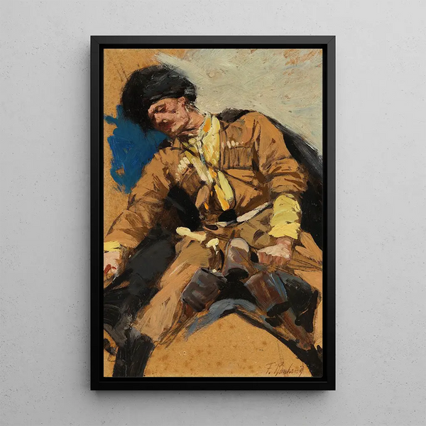 Circassian Cavalier Painting - Franz Roubaud — framed artwork on a wall
