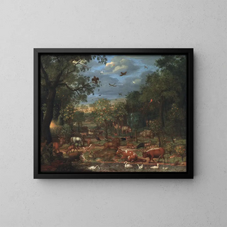 The Paradise Before the Fall of Man - Franz Rösel von Rosenhof — framed artwork on a wall