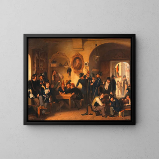 the Student Waiting Room of the Legion Academy in the Aula of the Old University in 1848 - Franz Schams — framed artwork on a wall