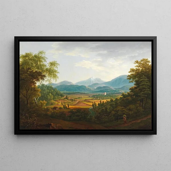 and Hauer Landscape with Carpates - Franz Scheyerer — framed artwork on a wall