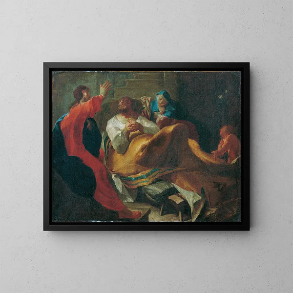 The death of Saint Joseph - Franz Sigrist the Elder — framed artwork on a wall