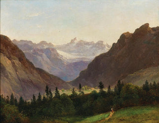Vue du massif du Dachstein depuis l'Alpenhotel Wasnerin à Bad Aussee - Franz Steinfeld — artwork view