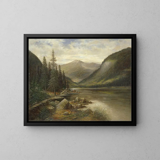Lac Erlauf with bare summit in the background - Franz Stephan Paschinger — framed artwork on a wall