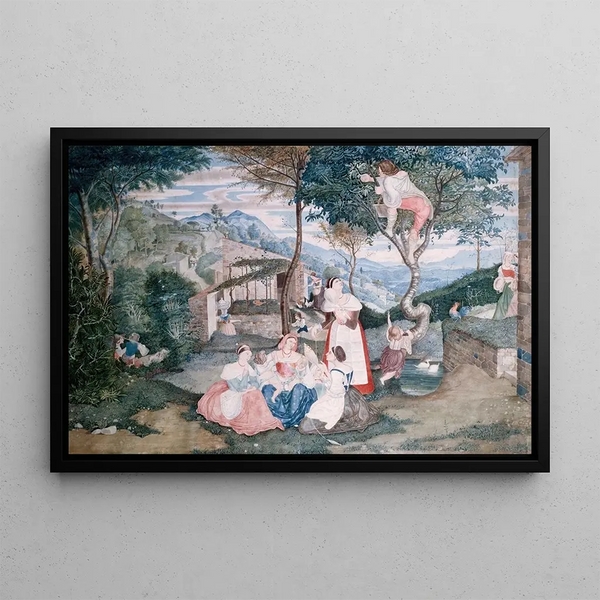 Italian countryside life - Franz Theobald Horny — framed artwork on a wall
