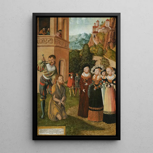 The Beheading of Saint John the Baptist - Franz Timmerman — framed artwork on a wall