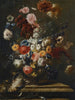 Flower Still Life in an Urn on a Marble Ledge with a Bird - Franz Werner von Tamm — artwork view