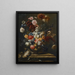 Flower Still Life in an Urn on a Marble Ledge with a Bird - Franz Werner von Tamm — framed artwork on a wall