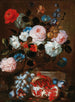 Flowers in a vase with grapes and a pomegranate - Franz Werner von Tamm — artwork view