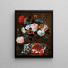 Flowers in a vase with grapes and a pomegranate - Franz Werner von Tamm — framed artwork on a wall