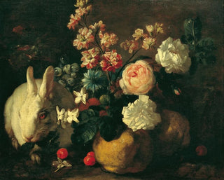 Still Life with Rabbit, Flowers, and Fruits - Franz Werner von Tamm — artwork view