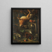 Hunting still life painting with a hare and birds - Franz Werner von Tamm — framed artwork on a wall