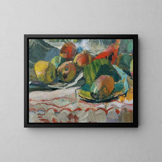 Fruit Still Life Painting - Franz Wiegele — framed artwork on a wall