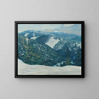 Mountain Landscape of the Iser Mountains - Franz Wilhelm Jäger — framed artwork on a wall