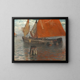 Fishing Boats - Franz Xaver Hoch — framed artwork on a wall
