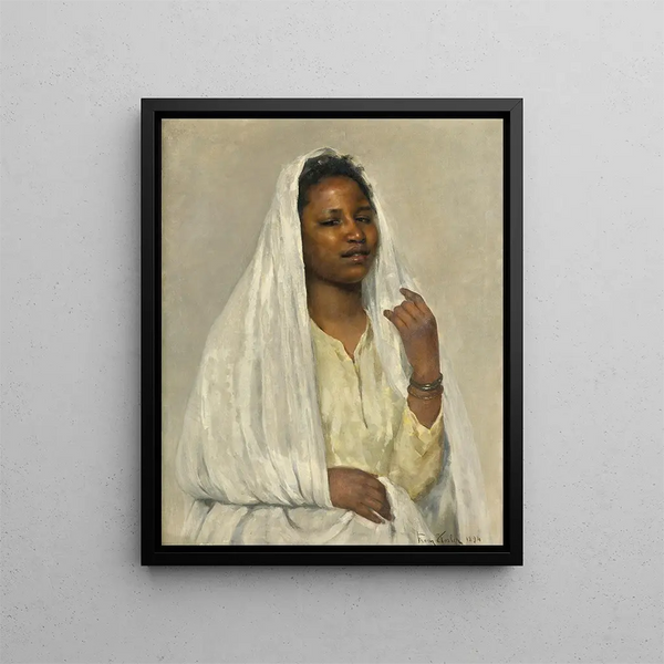 Beauty African in white - Franz Xaver Kosler — framed artwork on a wall