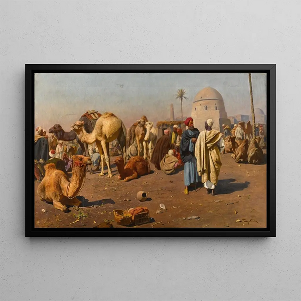 Arrival of the Caravan - Franz Xaver Kosler — framed artwork on a wall