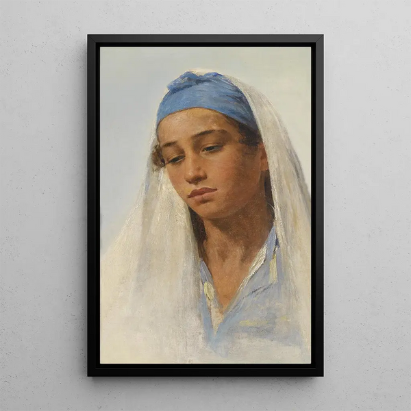 Portrait of a Young Bedouin Girl - Franz Xaver Kosler — framed artwork on a wall