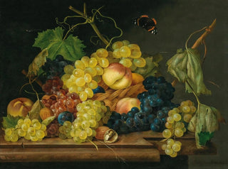 Still life with grapes, peaches, and nuts - Franz Xaver Petter — artwork view