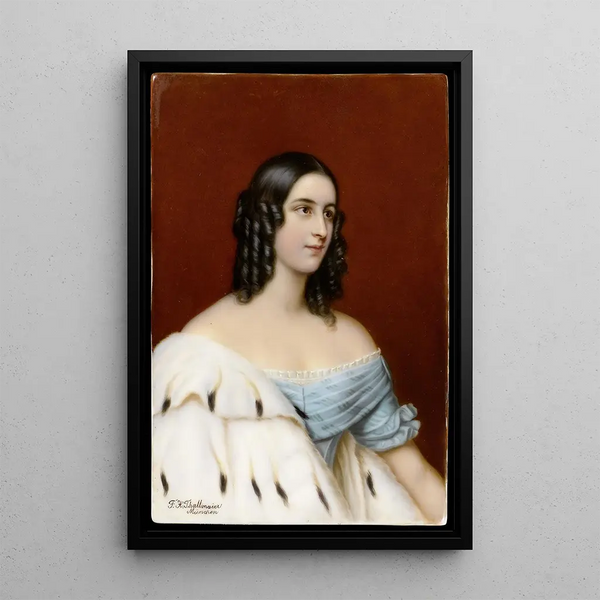 Portrait plaque in porcelain by Caroline von Oettingen - Franz Xaver Thallmaier — framed artwork on a wall