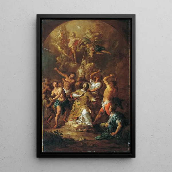 Saint Stephen's stoning - Franz Xaver Wagenschein — framed artwork on a wall