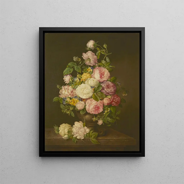 A Still Life with Flowers - Franz Xaver Petter — framed artwork on a wall