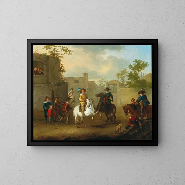 Les leçons d'équitation - Franz de Paula Ferg — framed artwork on a wall