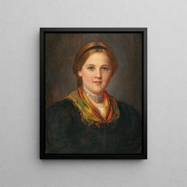 a young Tyrolean girl in traditional costume - Franz von Defregger — framed artwork on a wall