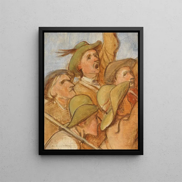 Sketch of Tyrolean Peasants Fighting for Freedom - Franz von Defregger — framed artwork on a wall