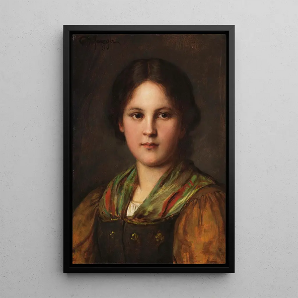 Young Peasant Girl - Franz von Defregger — framed artwork on a wall
