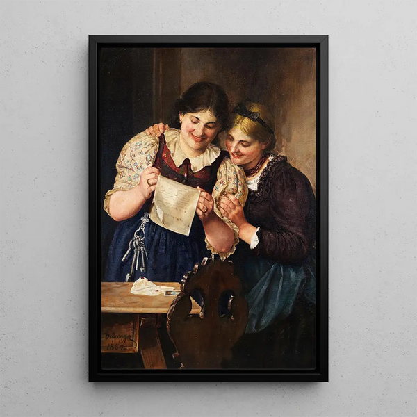 The love letter - Franz von Defregger — framed artwork on a wall