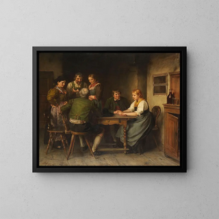 The Advertisement - Franz von Defregger — framed artwork on a wall