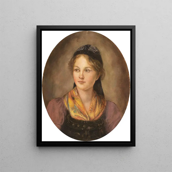 Portrait of a girl - Franz von Defregger — framed artwork on a wall