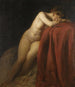 Nude painting with red drapery - Franz von Defregger — artwork view