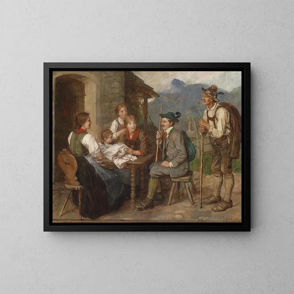 Tyrolean Living Room Painting - Franz von Defregger — framed artwork on a wall