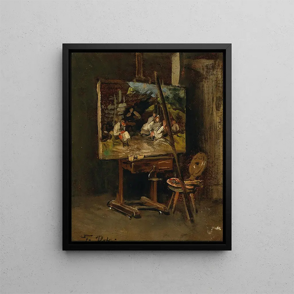 The artist's easel - Franz von Defregger — framed artwork on a wall