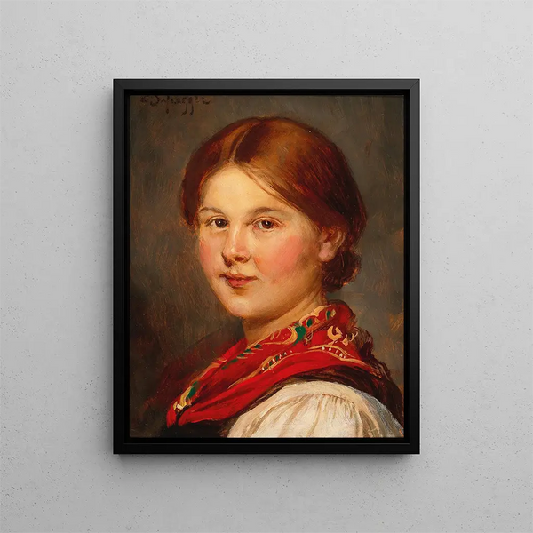 Tyrolean Girl Painting - Franz von Defregger — framed artwork on a wall