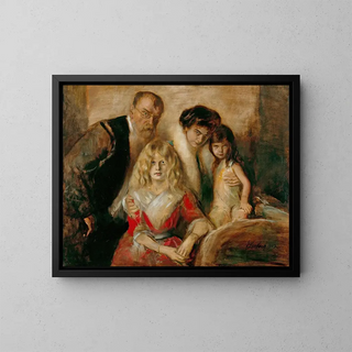 Franz von Lenbach with his wife and daughters - Franz von Lenbach — framed artwork on a wall