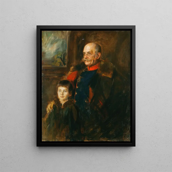 The General von Hartmann and his son Hermann - Franz von Lenbach — framed artwork on a wall