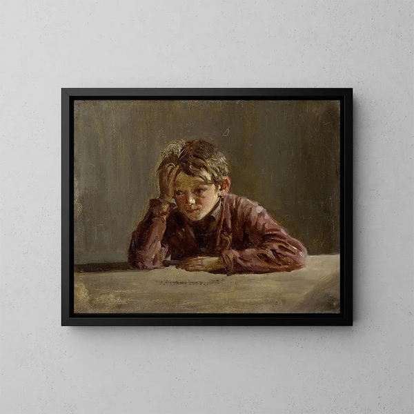 Georges, the artist's brother, sitting at the table - Franz von Lenbach — framed artwork on a wall