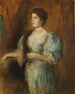 Portrait of a lady with a pearl necklace and a fur stole - Franz von Lenbach — artwork view