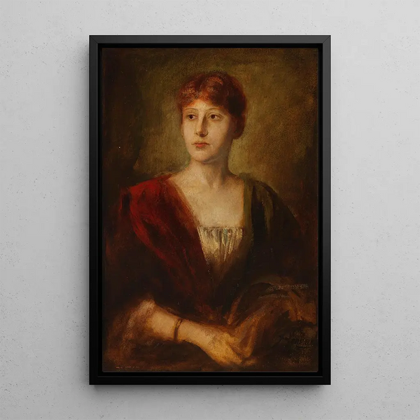 Portrait of a Young Lady - Franz von Lenbach — framed artwork on a wall