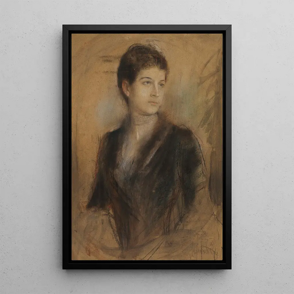 Portrait of a Young Woman - Franz von Lenbach — framed artwork on a wall