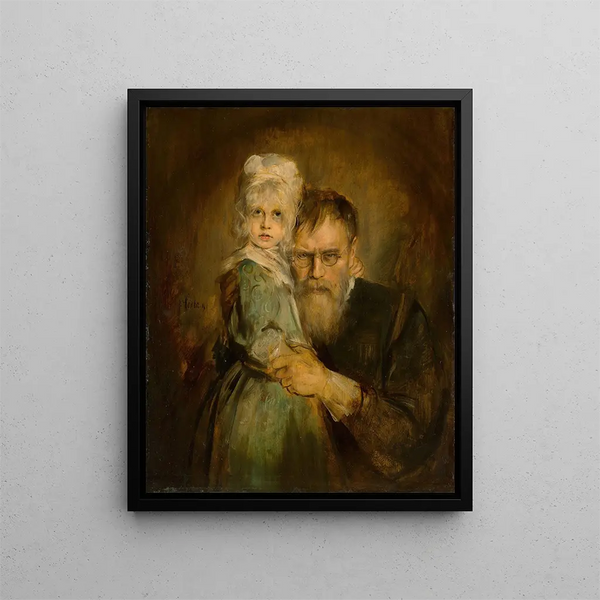 Self-portrait with his daughter Marion - Franz von Lenbach — framed artwork on a wall
