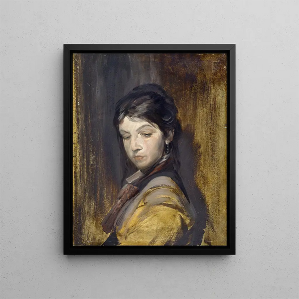 Unknown Girl - Franz von Lenbach — framed artwork on a wall